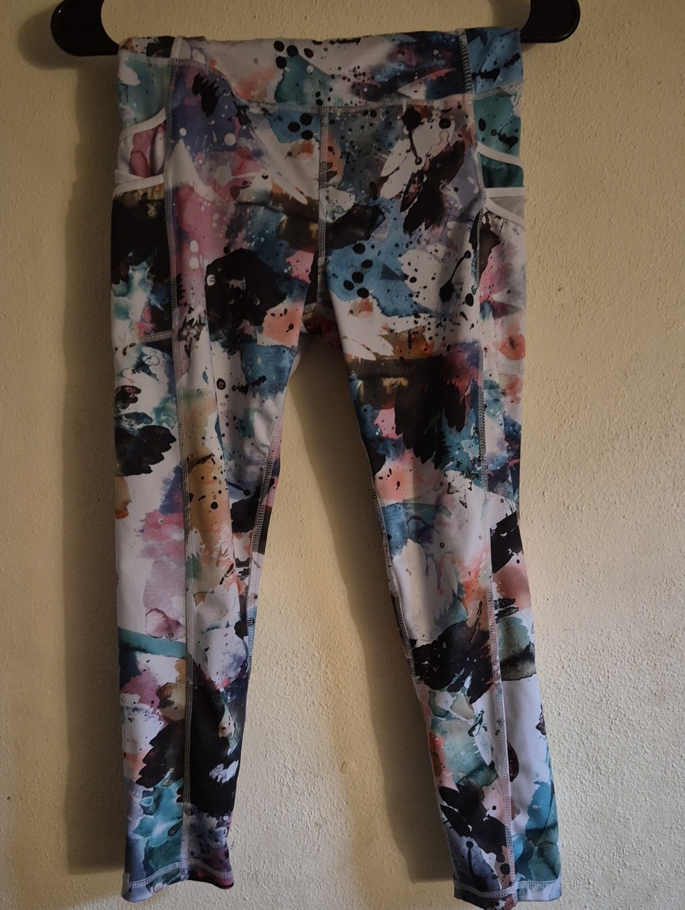 Womena Multicolor Watercolor Print Yoga Leggings - Picture 1 of 7